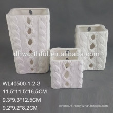 Hollow series elegant white porcelain candle holder